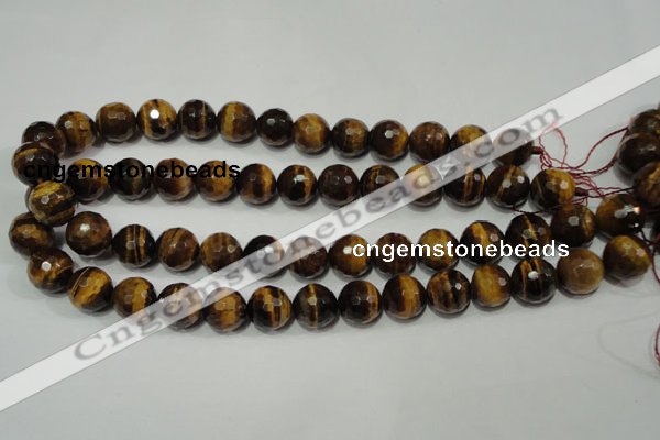 CRO786 15.5 inches 16mm faceted round yellow tiger eye beads wholesale