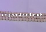 CRO790 15.5 inches 4mm round matte rice white fossil beads