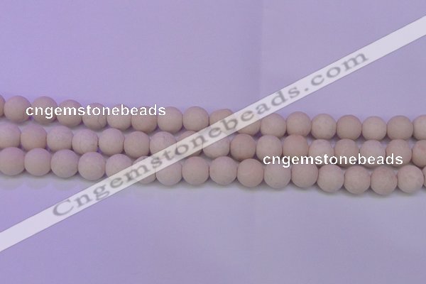 CRO790 15.5 inches 4mm round matte rice white fossil beads