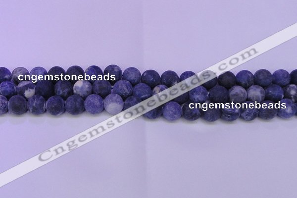 CRO805 15.5 inches 14mm round matte sodalite gemstone beads