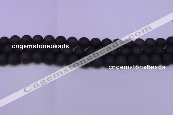 CRO842 15.5 inches 8mm round matte smoky quartz beads