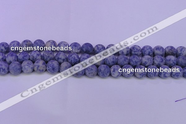 CRO851 15.5 inches 6mm round matte blue spot beads