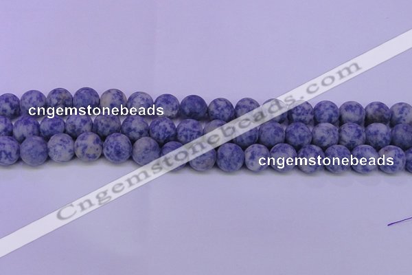 CRO854 15.5 inches 12mm round matte blue spot beads