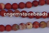 CRO930 15.5 inches 4mm round matte red jasper beads wholesale