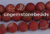 CRO932 15.5 inches 8mm round matte red jasper beads wholesale