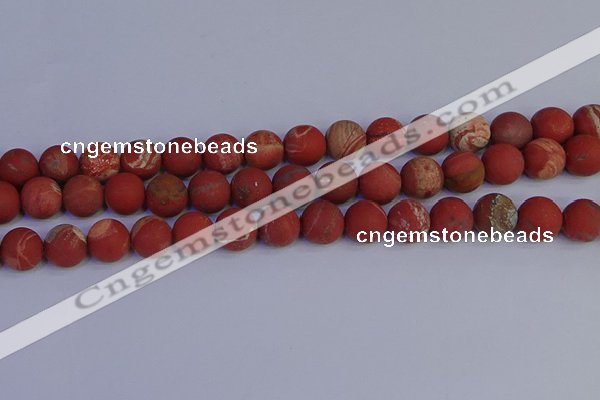 CRO934 15.5 inches 12mm round matte red jasper beads wholesale