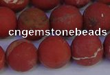 CRO935 15.5 inches 14mm round matte red jasper beads wholesale