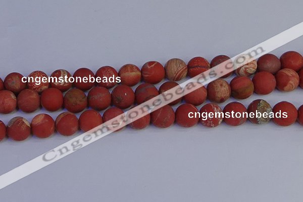 CRO935 15.5 inches 14mm round matte red jasper beads wholesale
