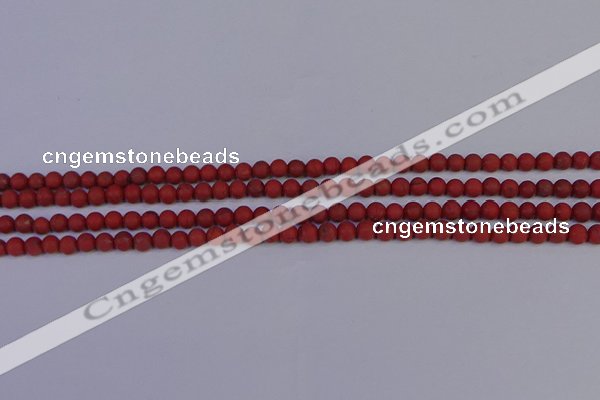 CRO940 15.5 inches 4mm round matte red jasper beads wholesale