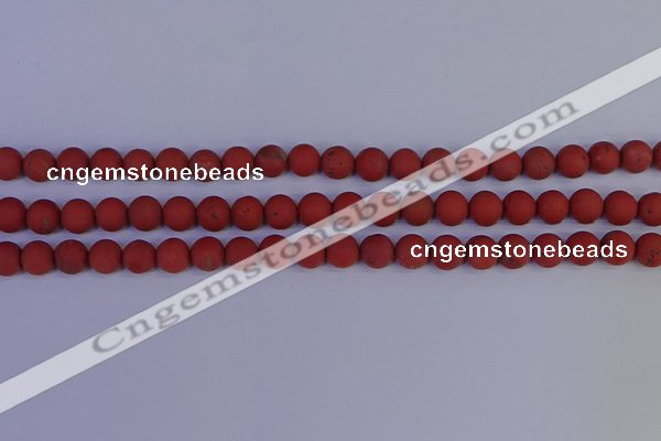 CRO942 15.5 inches 8mm round matte red jasper beads wholesale