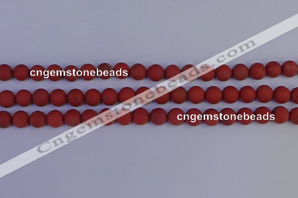 CRO943 15.5 inches 10mm round matte red jasper beads wholesale