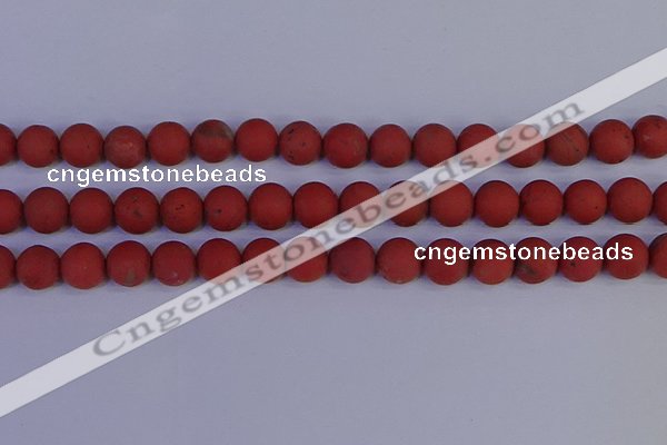 CRO945 15.5 inches 14mm round matte red jasper beads wholesale