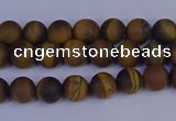 CRO960 15.5 inches 4mm round matte yellow tiger eye beads wholesale