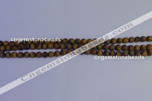 CRO960 15.5 inches 4mm round matte yellow tiger eye beads wholesale