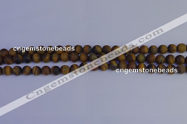 CRO962 15.5 inches 8mm round matte yellow tiger eye beads wholesale