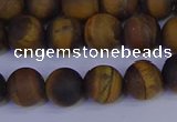 CRO963 15.5 inches 10mm round matte yellow tiger eye beads wholesale