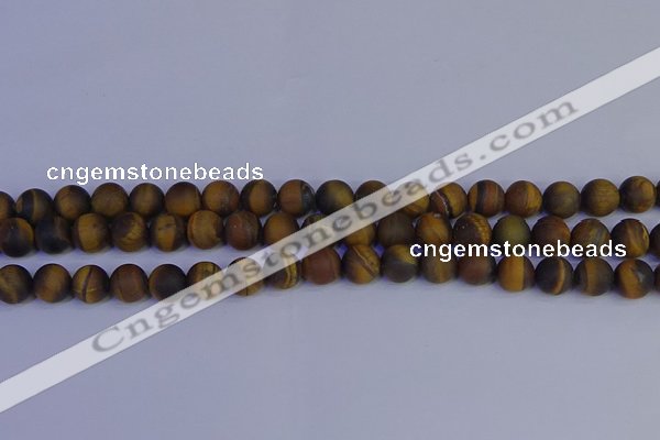 CRO963 15.5 inches 10mm round matte yellow tiger eye beads wholesale