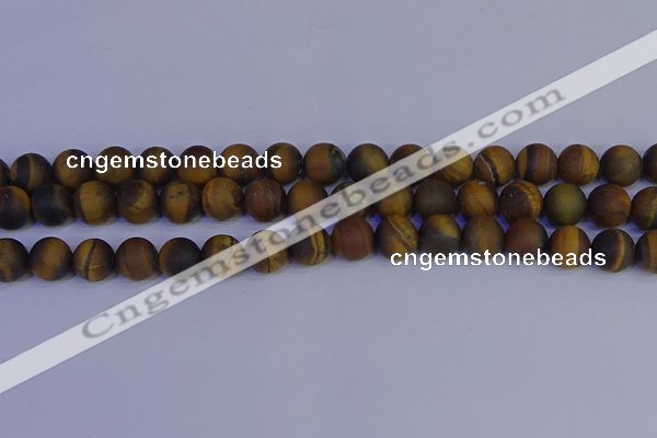 CRO964 15.5 inches 12mm round matte yellow tiger eye beads wholesale