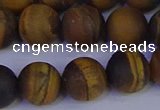 CRO965 15.5 inches 14mm round matte yellow tiger eye beads wholesale