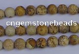 CRO970 15.5 inches 4mm round matte picture jasper beads wholesale