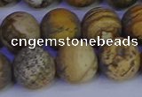 CRO975 15.5 inches 14mm round matte picture jasper beads wholesale