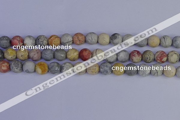 CRO995 15.5 inches 14mm round matte sky eye stone beads wholesale