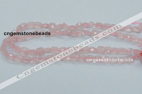 CRQ100 15.5 inches 10*10mm faceted square natural rose quartz beads