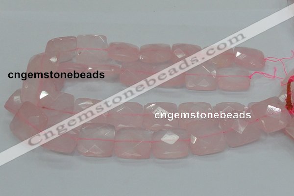 CRQ102 15.5 inches 25*25mm faceted square natural rose quartz beads