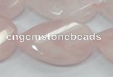 CRQ103 15.5 inches 30*40mm twisted teardrop natural rose quartz beads