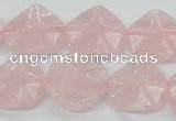 CRQ104 15.5 inches 20*20mm lotus shaped natural rose quartz beads