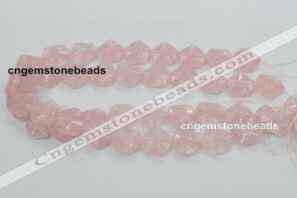 CRQ104 15.5 inches 20*20mm lotus shaped natural rose quartz beads