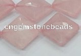 CRQ107 15.5 inches 20*20mm faceted diamond natural rose quartz beads