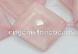 CRQ108 15.5 inches 30*30mm faceted diamond natural rose quartz beads