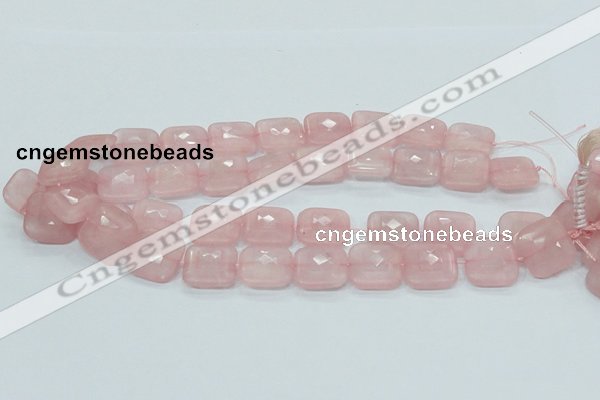 CRQ109 15.5 inches 20*20mm faceted square natural rose quartz beads