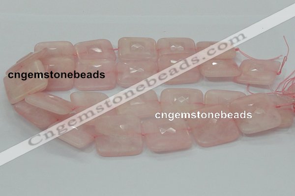 CRQ110 15.5 inches 30*30mm faceted square natural rose quartz beads