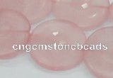 CRQ111 15.5 inches 30mm faceted coin natural rose quartz beads