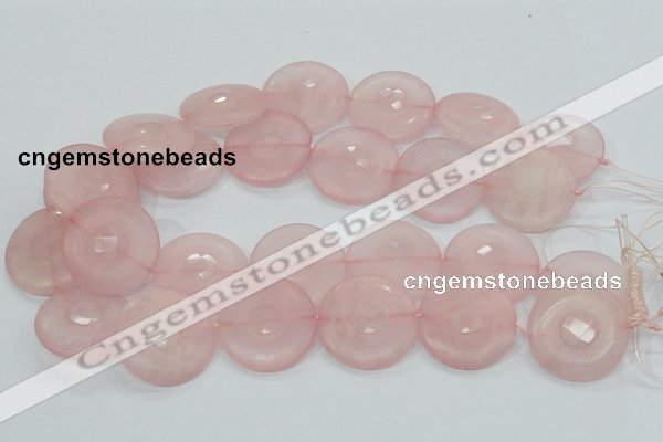 CRQ111 15.5 inches 30mm faceted coin natural rose quartz beads