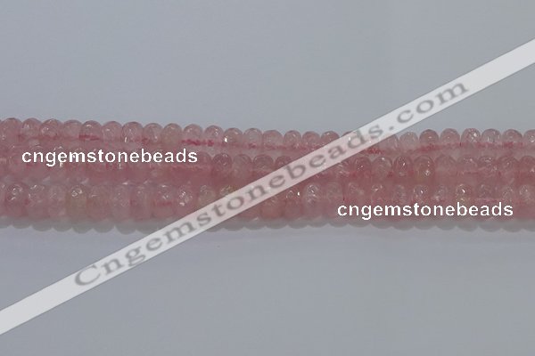 CRQ117 15.5 inches 6*10mm faceted rondelle rose quartz beads