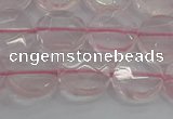 CRQ138 15.5 inches 12mm faceted coin natural rose quartz beads