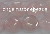 CRQ139 15.5 inches 15mm faceted coin natural rose quartz beads