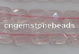 CRQ153 15.5 inches 8mm faceted square natural rose quartz beads