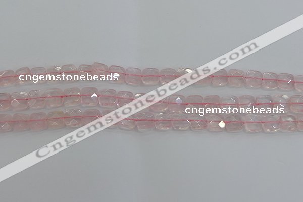 CRQ153 15.5 inches 8mm faceted square natural rose quartz beads