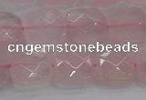 CRQ155 15.5 inches 12mm faceted square natural rose quartz beads