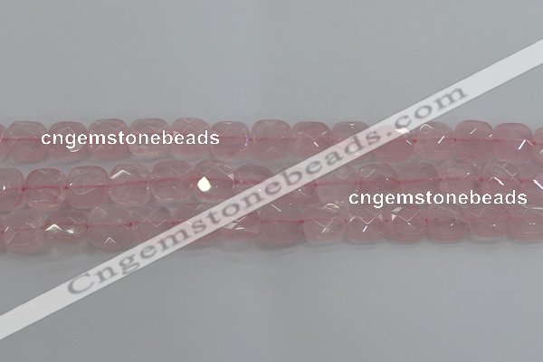 CRQ155 15.5 inches 12mm faceted square natural rose quartz beads