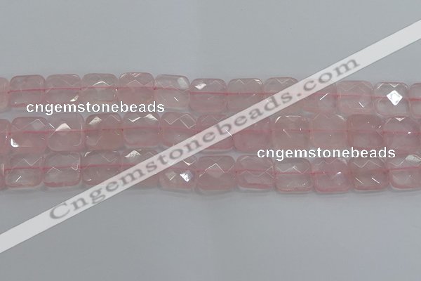 CRQ156 15.5 inches 15mm faceted square natural rose quartz beads