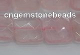 CRQ157 15.5 inches 18mm faceted square natural rose quartz beads