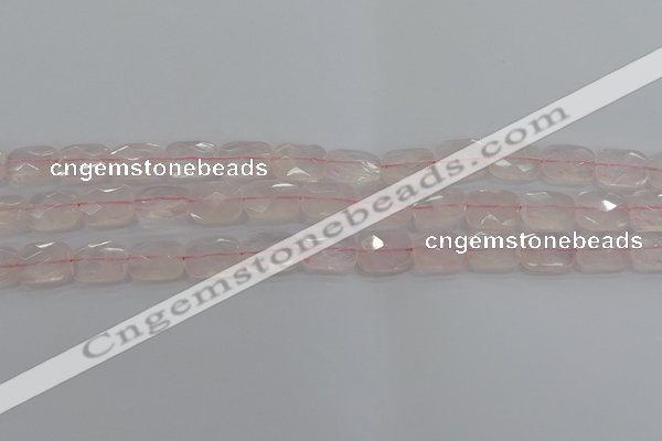 CRQ164 15.5 inches 10*14mm faceted rectangle natural rose quartz beads