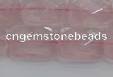 CRQ166 15.5 inches 13*18mm faceted rectangle natural rose quartz beads