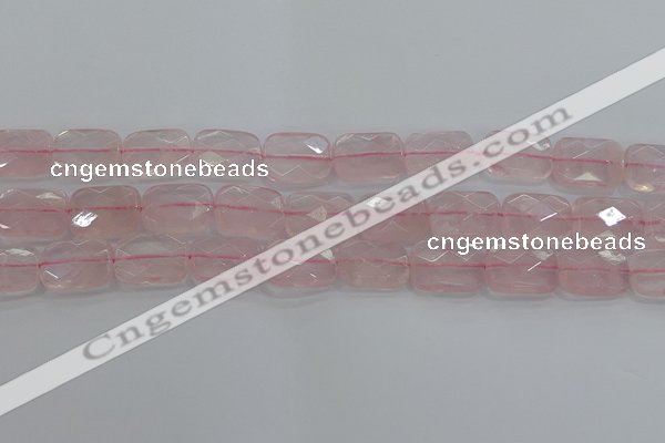 CRQ166 15.5 inches 13*18mm faceted rectangle natural rose quartz beads