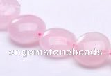 CRQ18 8*14mm flat round natural rose quartz beads wholesale